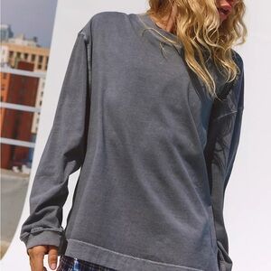 Free People Gray Long Sleeve Tee